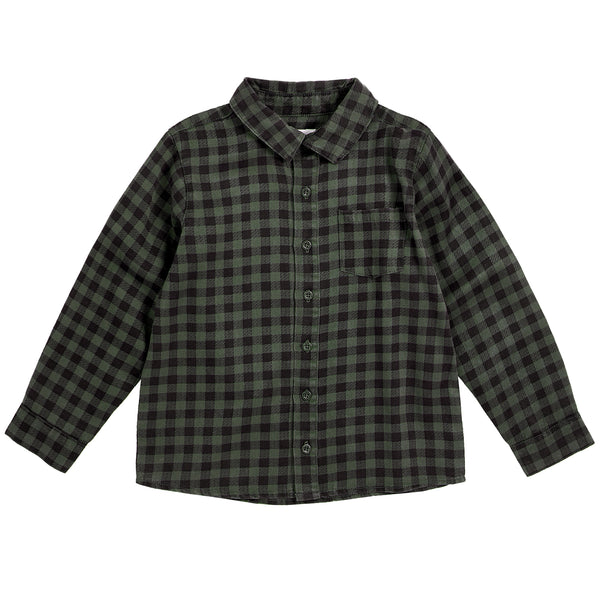 Chemise à carreaux enfant coton biologique - Vert forêt