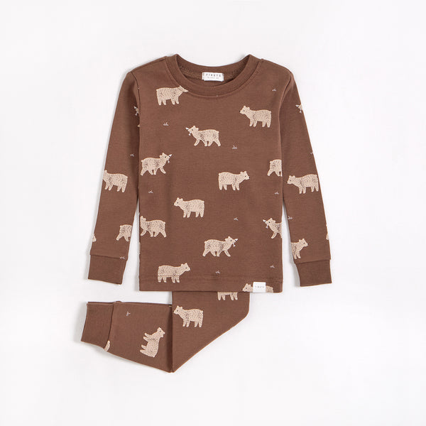 Ensemble pyjama marron à imprimés d’oursons