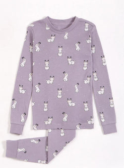 Ensemble pyjama violette à imprimés de lapins des neiges