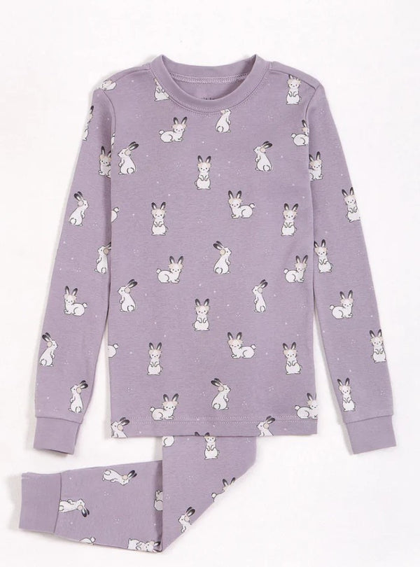 Ensemble pyjama violette à imprimés de lapins des neiges